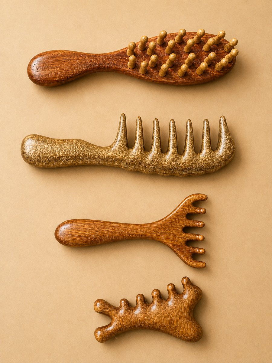 Wooden sisterlocks scalp care and massage tools