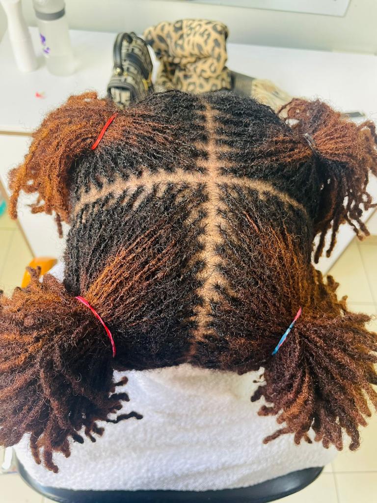 Warm colour applied to mature Sisterlocks